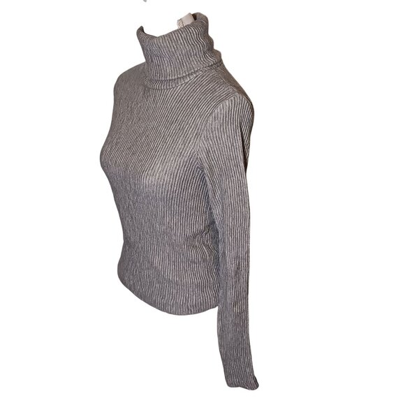 Club Monaco Meredy Ribbed Heather Gray Turtleneck Top Size XS Soft Cozy Sweater - Picture 1 of 11